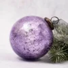 Pack Of 2 Extra Large Lavender 4" Crackle Glass Christmas Bauble