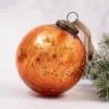 Pack Of 2 Extra Large Tangerine 4" Glass Crackle Christmas Ornament