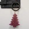 Pack Of 3 Mauve And Gold Pebble Hanging Christmas Trees