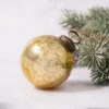 Pack Of 3 Medium Gold 2" Crackle Glass Christmas Bauble