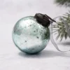 Pack Of 3 Medium Mint & Silver 2" Foil Hanging Glass Christmas Decoration