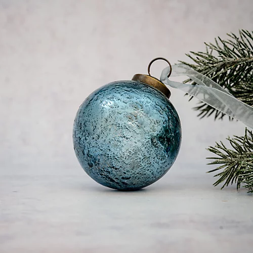 Pack Of 3 Medium Sky 2" Antique Foil Glass Hanging Christmas Ornament 1 Pack Of 3 Medium Sky 2" Antique Foil Glass Hanging Christmas Ornament