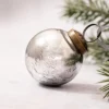 Pack Of 3 Medium Smoke & Silver 2" Foil Glass Christmas Ball