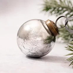 Pack Of 3 Medium Smoke & Silver 2" Foil Glass Christmas Ball