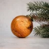 Pack Of 3 Medium Tangerine 2" Antique Foil Glass Christmas Bauble