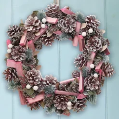 Pastel Pink Driftwood Summer Autumn Winter Door Decoration Christmas Wreath 36cm
