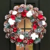 Pinecone And Roses Summer Autumn Winter Door Decoration Christmas Wreath 38cm