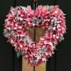 Pink Floral Heart Summer Autumn Winter Door Decoration Christmas Wreath 36cm