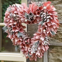 Pink Floral Heart Summer Autumn Winter Door Decoration Christmas Wreath 36cm -Deals Christmas Decor Store pink floral heart summer autumn winter door decoration christmas wreath 36cm5060633942370 03c MP