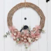 Pink Glitter Half Moon Summer Autumn Winter Door Decoration Christmas Wreath 33cm