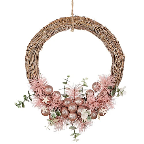 Pink Glitter Half Moon Summer Autumn Winter Door Decoration Christmas Wreath 33cm 2 Pink Glitter Half Moon Summer Autumn Winter Door Decoration Christmas Wreath 33cm - Image 2