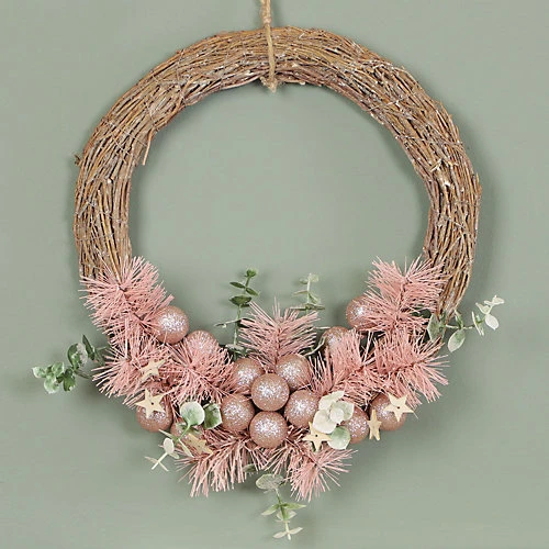 Pink Glitter Half Moon Summer Autumn Winter Door Decoration Christmas Wreath 33cm 3 Pink Glitter Half Moon Summer Autumn Winter Door Decoration Christmas Wreath 33cm - Image 3
