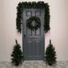 Pre Lit Christmas Door Decoration Kit - 90cm Trees / Garland & 60cm Wreath