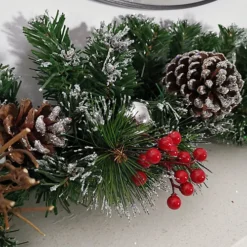 Premier 180cm (6ft) Festive Silver Dressed Christmas Garland With Berries Pinecones And Silver Baubles -Deals Christmas Decor Store premier 180cm 6ft festive silver dressed christmas garland with berries pinecones and silver baubles5056589180157 04c MP