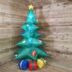 Premier 2.4M Inflatable Outdoor LED Light Up Christmas Tree With Parcels