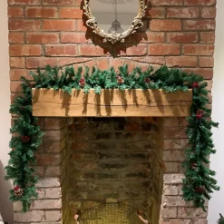 Premier 270cm (9ft) Christmas Garland Decoration With Red Berries & Cones