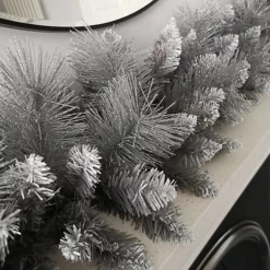 Premier 6ft (1.8m) Christmas Silver Garland With Some Glitter Tips -Deals Christmas Decor Store premier 6ft 1 8m christmas silver garland with some glitter tips5056589189365 03c MP