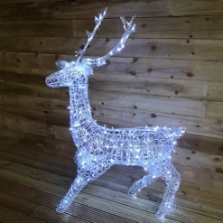 Premier Christmas Acrylic 1.4m Reindeer Stag With White LED Lights