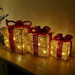 Premier Christmas Set Of 3 Glitter Parcels In Gold With Red Bow & LED Lights Mains Operated 5 Premier Christmas Set Of 3 Glitter Parcels In Gold With Red Bow & LED Lights Mains Operated -Deals Christmas Decor Store premier christmas set of 3 glitter parcels in gold with red bow led lights mains operated5056589185121 02c MP