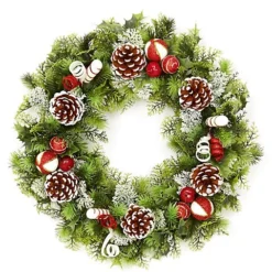 Premier Dressed Artificial Christmas Wreath Red & White 45cm Door Decoration
