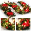 Red 9FT Pre Lit Christmas Garland With Lights Door Wreath