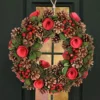 Red Berries And Roses Summer Autumn Winter Door Decoration Christmas Wreath 36cm