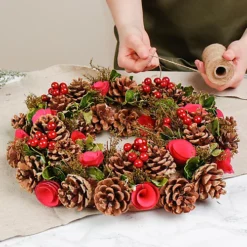 Red Berries And Roses Summer Autumn Winter Door Decoration Christmas Wreath 36cm -Deals Christmas Decor Store red berries and roses summer autumn winter door decoration christmas wreath 36cm5060633941502 03c MP