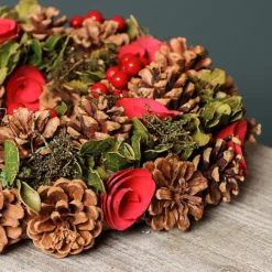 Red Berries And Roses Summer Autumn Winter Door Decoration Christmas Wreath 36cm -Deals Christmas Decor Store red berries and roses summer autumn winter door decoration christmas wreath 36cm5060633941502 04c MP