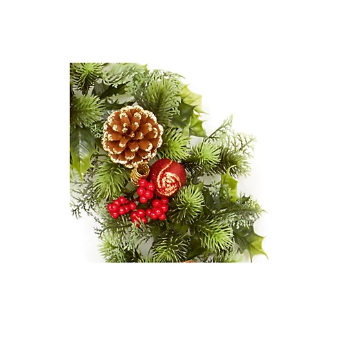 Red Dressed Artificial Christmas Wreath Door Decoration Apples Pine Cones 45cm 2 Red Dressed Artificial Christmas Wreath Door Decoration Apples Pine Cones 45cm - Image 2