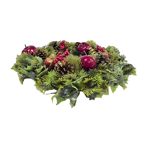 Red Dressed Artificial Christmas Wreath Door Decoration Apples Pine Cones 45cm 4 Red Dressed Artificial Christmas Wreath Door Decoration Apples Pine Cones 45cm - Image 4