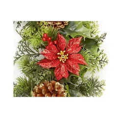 Red Dressed Artificial Christmas Wreath Door Decoration Poinsettia Cones 45cm -Deals Christmas Decor Store red dressed artificial christmas wreath door decoration poinsettia cones 45cm5053844055649 04c MP