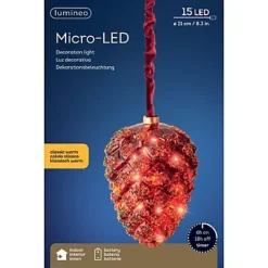 Red LED Christmas Pine Cone Rope Light 15 Micro LEDs In 15cm Mirrored Pine Cone -Deals Christmas Decor Store red led christmas pine cone rope light 15 micro leds in 15cm mirrored pine cone8720194690468 03c MP