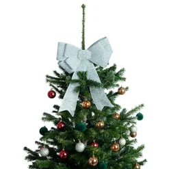 Relsy Luxery Pre-Lit Large 60CM Christmas Bow Silver Glitter Wreath For Door Hanging Or Christmas Tree Topper With 30 LEDs -Deals Christmas Decor Store relsy luxery pre lit large 60cm christmas bow silver glitter wreath for door hanging or christmas tree topper with 30 leds0634030538501 04c MP