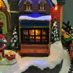 Santa Christmas Scene Ornament With Lights Moving Train And Sound -Deals Christmas Decor Store santa christmas scene ornament with lights moving train and sound5060575101804 04c MP