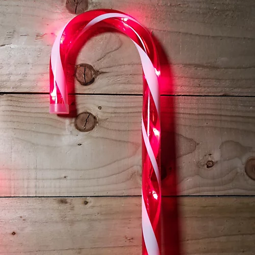 Set Of 3 1m Lit Outdoor Red & White Multi Function Christmas Candy Cane Stake Lights In Red 3 Set Of 3 1m Lit Outdoor Red & White Multi Function Christmas Candy Cane Stake Lights In Red - Image 3