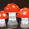 Set Of 3 (72 LEDs) Acrylic Christmas Mushrooms Decoration Indoor / Outdoor