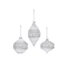 Set Of 3 Silver Star Bead Christmas Tree Decorations 80mm