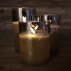 Set Of 3 Warm White Battery Operated Christmas Wax Candles With Timer In Grey 7 Set Of 3 Warm White Battery Operated Christmas Wax Candles With Timer In Grey -Deals Christmas Decor Store set of 3 warm white battery operated christmas wax candles with timer in grey5056589106584 04c MP