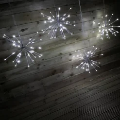 Set Of 4 45cm Premier Christmas Sparkle Ball Twinkling LED Lights In Cool White