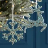 Set Of 6 Frozen Blue Luxury Christmas Tree Decorations