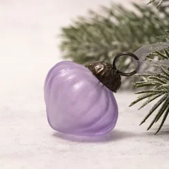 Set Of 6 Small 1" Lavender Frosted Glass Lantern Christmas Hanging Ornaments