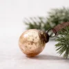 Set Of 6 Small Champagne 1" Crackle Glass Christmas Balls