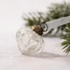Set Of 6 Small Clear 1" Crackle Glass Lantern Christmas Baubles