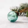 Set Of 6 Small Mint 1" Crackle Glass Christmas Balls