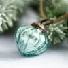 Set Of 6 Small Mint 1" Crackle Glass Lantern Christmas Decorations