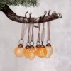 Set Of 6 Small Mixed Design 1" Champagne Luster Glass Christmas Baubles