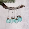 Set Of 6 Small Mixed Design 1" Mint Luster Christmas Baubles