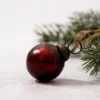 Set Of 6 Small Wine 1" Crackle Glass Christmas Baubles