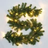 Shatchi 2m Pre-Lit Green Christmas Garland Alaskan Pine For Fireplaces - 50 Warm White LEDs