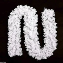 Shatchi 2m White Christmas Garland Alaskan Pine For Fireplaces